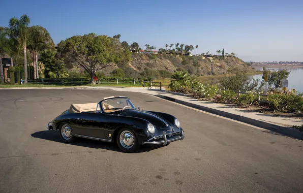 Car, Porsche, sky, trees, 356, 1958, Porsche 356A 1600 Super Cabriolet