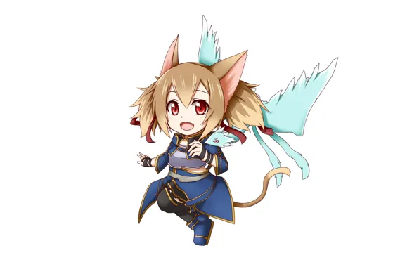 Ice, game, neko, anime, chibi, fairy, cat, wings