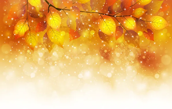 Осень, листья, пузыри, веточка, блески
