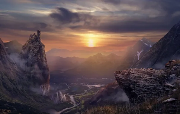 Landscape, nature, art, scenery, artwork