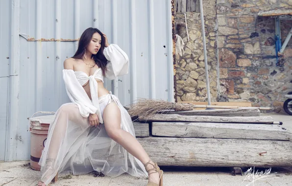 Девушка, поза, азиатка