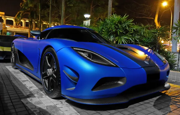 Koenigsegg, Blue, Night, Agera