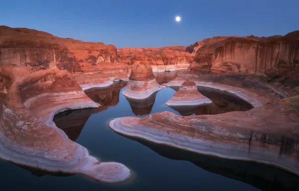 Moonrise, Utah, Reflections, Lake Powell