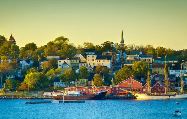 Картинка город, фото, побережье, дома, Канада, Lunenburg, New Scotland