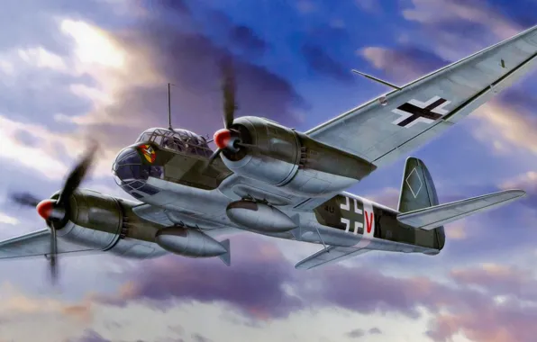 Картинка war, art, painting, aviation, ww2, german airplane, Junker Ju 88T-1 &ampquot;Fernaufklarungsgruppe 123&ampquot;