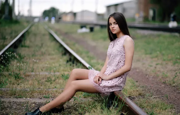 Взгляд, девушка, железная дорога