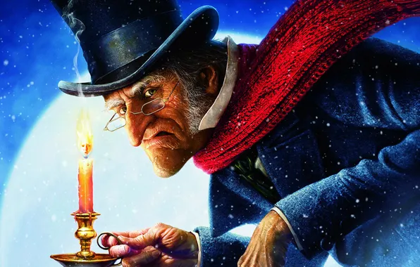Картинка Candle, Christmas, Hat, Carol, Shawl, Old Men, Ebenezer Scrooge, Scrooge