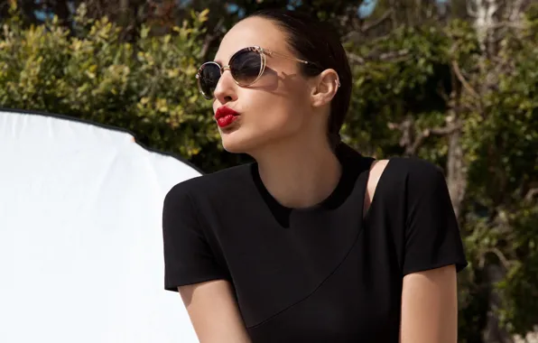 Девушка, лицо, очки, губы, Gal Gadot, Gorgeous