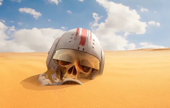 Песок, пустыня, череп, шлем, star wars