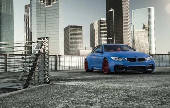 Картинка BMW, Blue, Front, Vorsteiner, Sun, Widebody, Photoshoot, GTRS4