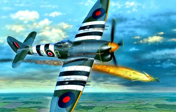 Картинка Tempest, Hawker Tempest Mk.V, Многоцелевой истребитель, Ранняя модель, 4x20-мм пушки Hispano Mk.II