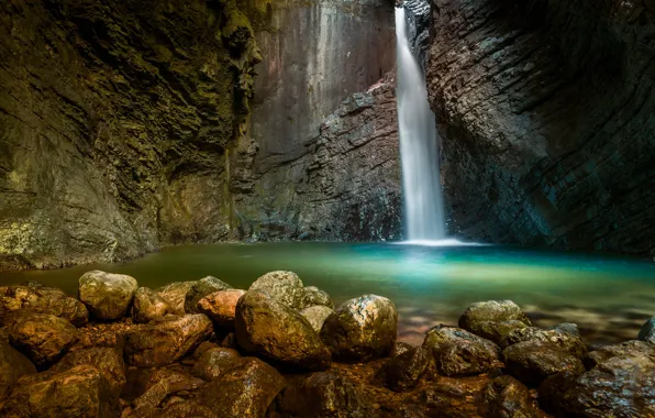 Картинка фото, Природа, Водопад, Скала, Камни, Словения, Kozjak Waterfall