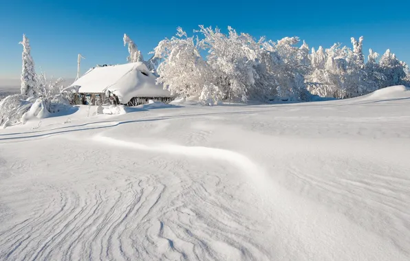 Картинка зима, снег, пейзаж, дом