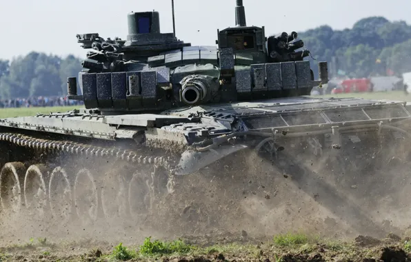 Картинка поле, танк, ствол, боевой, бронетехника, Т-72 м