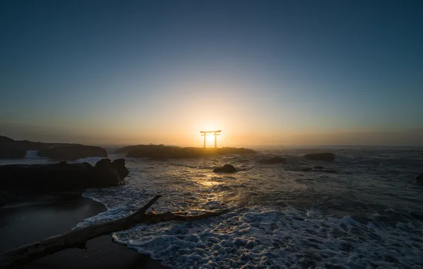 Небо, вода, пейзаж, камни, берег