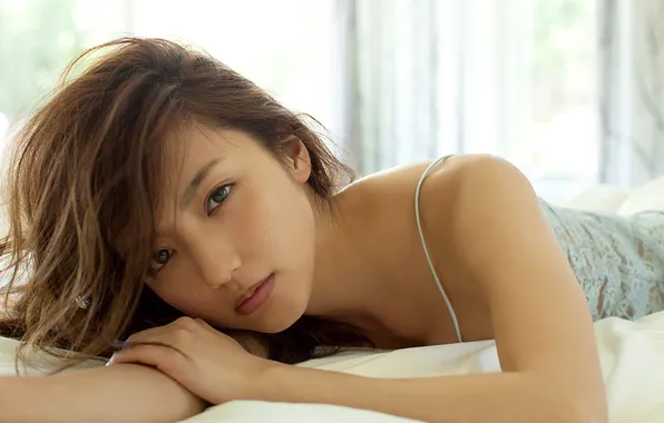 Beautiful, Asian, Model, Bed, Woman, Cute, Lying Down, Laying