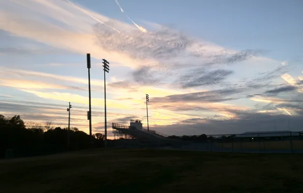 Sunset, football, shadow