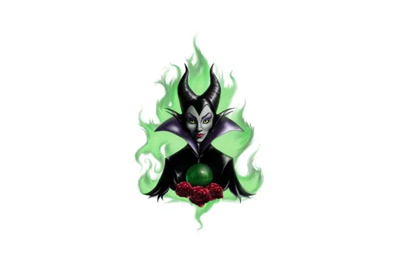 Девушка, цветы, магия, розы, минимализм, Maleficent, Малефисента, зеленый свет