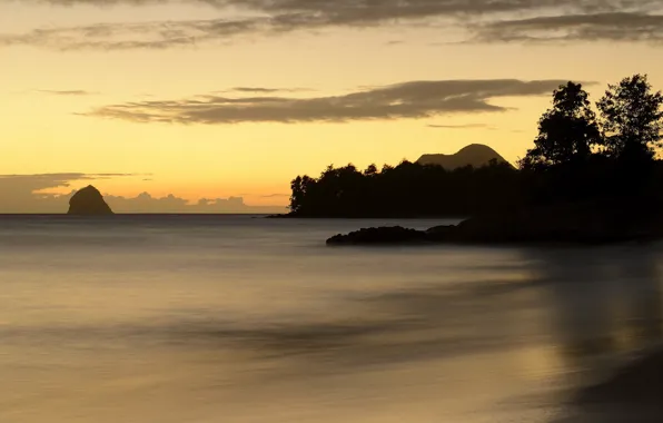 Море, пейзаж, закат, Martinique, Ste.-Luce, Marin