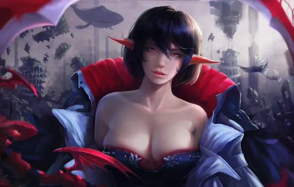 Девушка, Взгляд, Стиль, Лицо, Girl, Fantasy, Арт, Art