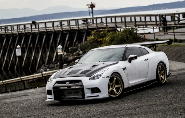Nissan, white, wheels, japan, jdm, tuning, gtr, front
