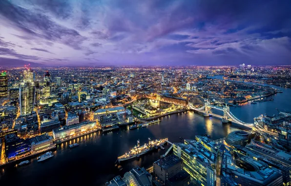 Картинка река, корабль, Англия, Лондон, дома, панорама, Темза