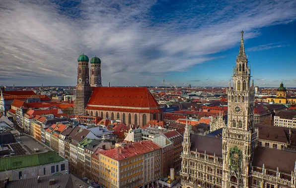 Картинка здания, Германия, Мюнхен, Бавария, панорама, собор, Germany, Munich