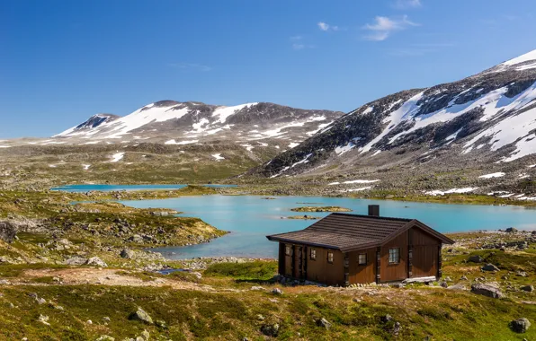 Картинка пейзаж, Норвегия, домик, Norway