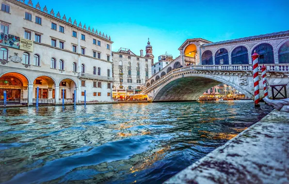 Мост, здания, дома, Италия, Венеция, канал, Italy, Venice