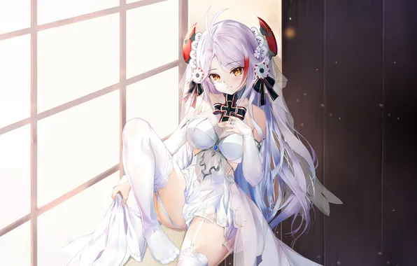 Girl, sexy, cleavage, thighhighs, long hair, dress, legs, boobs