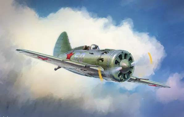 Ишак, И-16, artwork, истребитель-моноплан, Painting, Mosca, Rata, Soviet fighter