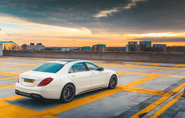 Mercedes-Benz, седан, вид сзади, AMG, S-Class, S63, 2017