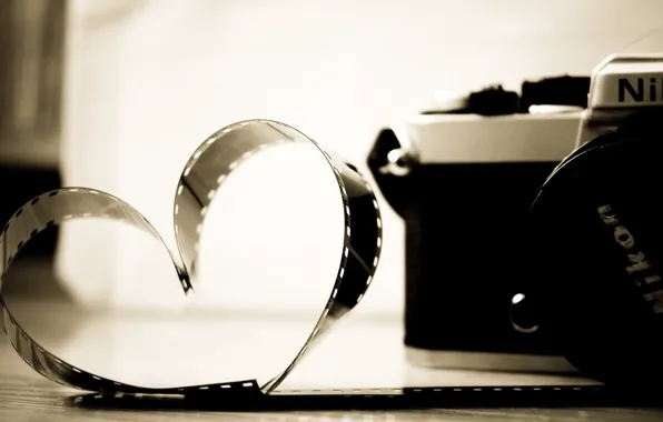 Фотоаппарат, Nikon, сердечко, фотопленка