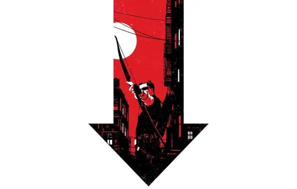 Красный, город, луна, лук, очки, Hawkeye, Соколиный Глаз, Клинтон Фрэнсис Бартон