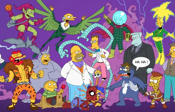 Картинка Симпсоны, Simpsons, Superheroes, The Simpsons, Spider-Man, Человек-Паук, Супергерои