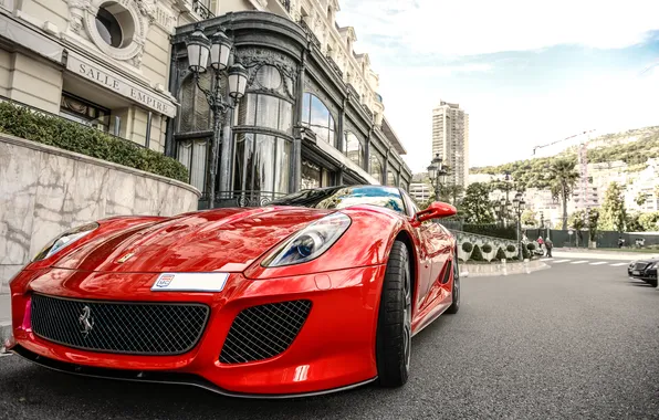 Картинка красный, город, Ferrari