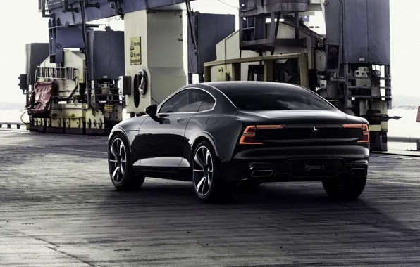 Машина, авто, черный, Volvo, Вольво, Hybrid, гибрид, Volvo Polestar 1