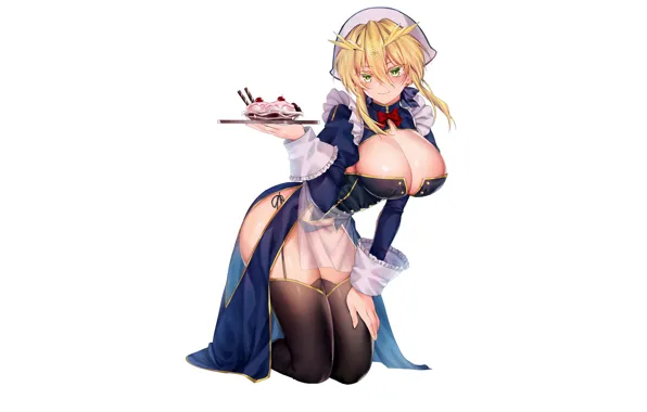 Girl, sexy, lingerie, pantsu, cleavage, panties, thighhighs, long hair