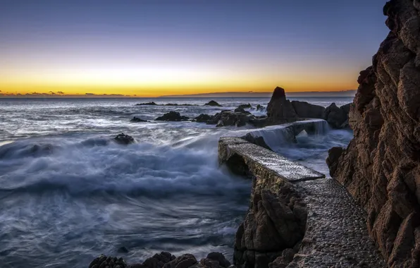 Море, пейзаж, мост