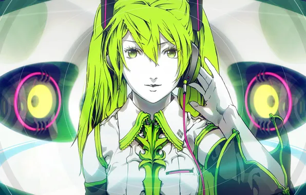 Наушники, vocaloid, вокалоид, miku hatsune