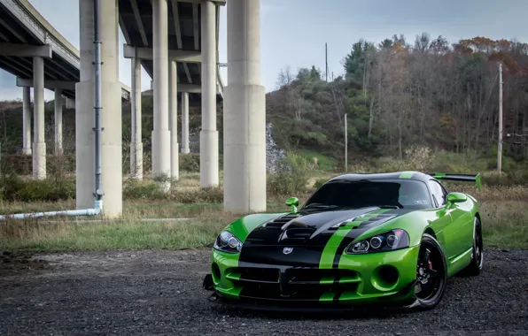 Картинка Dodge, Viper, Green, bridge, ACR