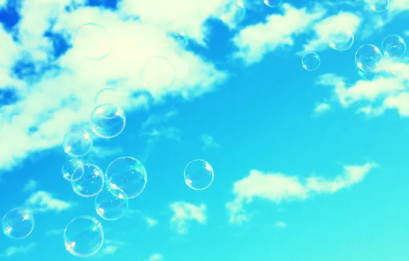 Картинка небо, мыльные пузыри, Free, bubbles