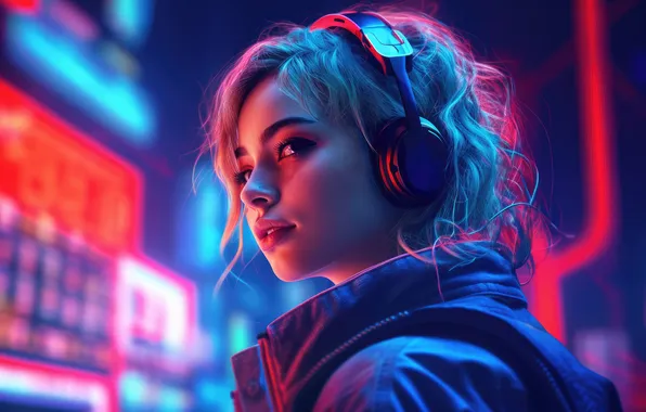 Colors, headphones, futuristic