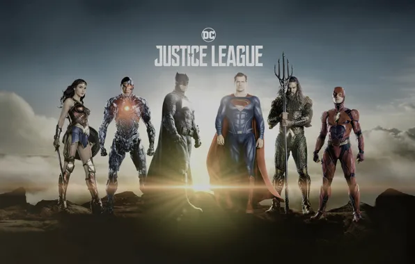 Wonder Woman, Batman, Superman, Cyborg, Flash, Aquaman, Justice League