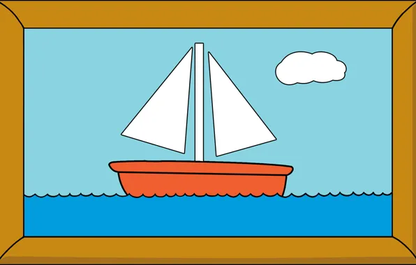 Корабль, картина, рамка, sea, simpsons picture
