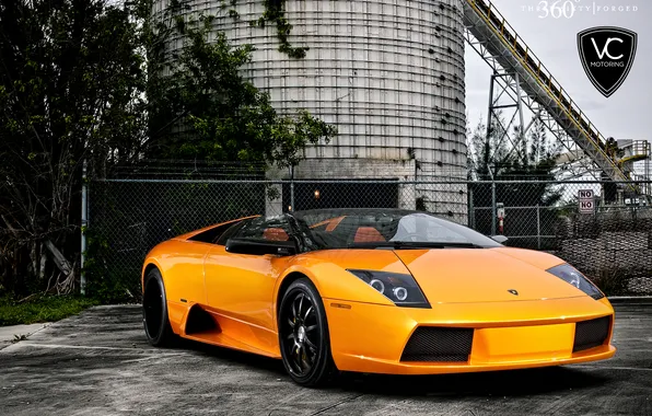 Картинка оранжевый, Lamborghini, ламборджини, murcielago, orange, 360 three sixty forged, LP640, мурселаго