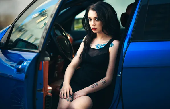 Авто, девушка, макияж, тату, Кристина
