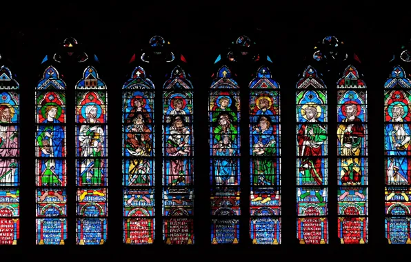 Colors, saints, decoration, church, forms, stained glass