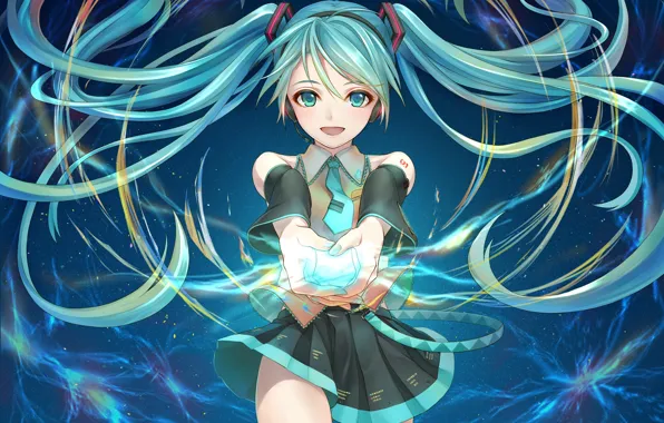 Картинка взгляд, девушка, волосы, девочка, vocaloid