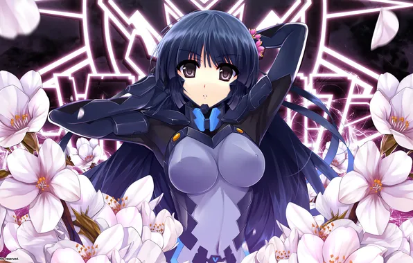 Девушка, цветы, сакура, muv luv alternative chronicles